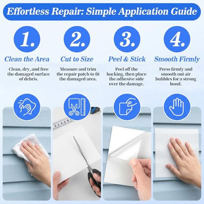 MAQIHAN 12 Pcs Vinyl Siding Repair Kit - White PVC Patch for Exterior Wall