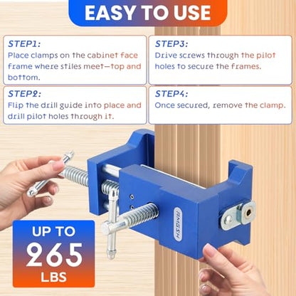 Cabinet Clamps 4 Pack, Protective Pads Included (Blue) - color: Blue