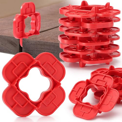 12 Packs 4-in-1 Multi-Size Deck Spacers Tool (5/32", 3/16", 1/4", 5/16") for Composite, PVC, Hardwood & Pressure Treated Decking Board - Red & Blue Options, Easy-to-Use Deck Board Spacers Gap Tool - color: Red