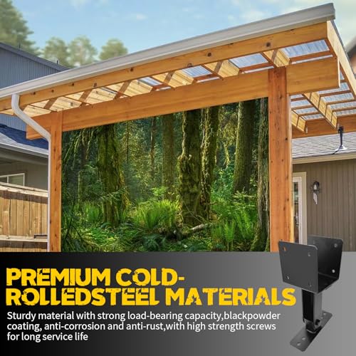 Roof Riser Bracket Kit,Adjustable Angle Roof Riser for 4 x 4(Actual:3.5" x 3.5") Lumber,Heavy Duty Steel Roof Riser Beam Bracket for Outdoor Pergola,Porch,Log Cabin with Screws - 1Pack - size: 4in-1Pack