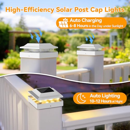 Solar Post Cap Lights for 4x4 Wood/Vinyl Posts, 16 Pack - color: White, size: 16 Pack