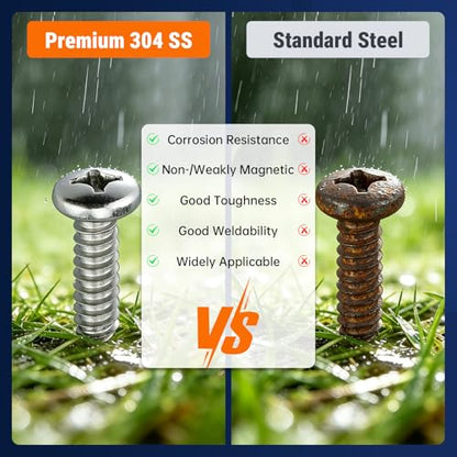 #6 x 1-3/4" (100 Pack) Stainless Steel Phillips Pan Head Wood Screws, Stainless Steel 304 (18-8), Pan Head Sheet Metal Screws Self Tapping for Wood - size: #6 x 1-3/4"