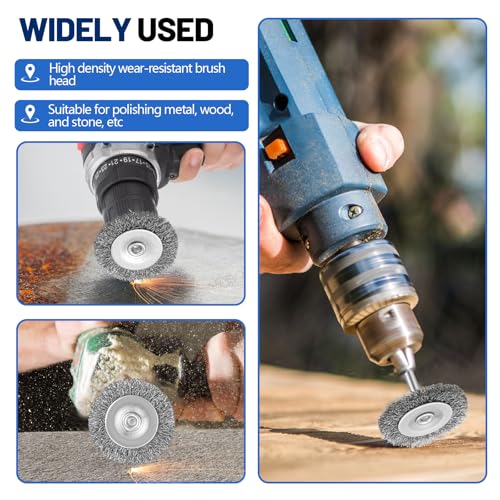 Moxweyeni 20 Pcs 2 Inch Wire Wheel Brushes for Drill Bits, 1/4 Inch Shank - size: 2 Inch