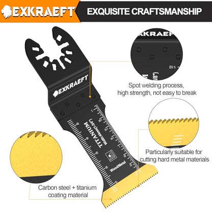 EXKRAEFT 30 PCS Multitool Blades, Titanium Oscillating Saw Blades for Metal