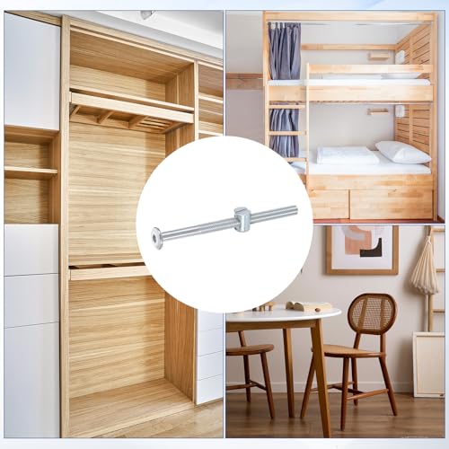 uxcell 6Pcs Bed Frame Bolts, M6 x 85mm Hex Socket Head Screws Bolts Barrel Nuts Bunk Bed Bolts Furniture Screws with Slotted Head Barrel Nut for Chairs Cots, Silver - size: M6 x 85mm