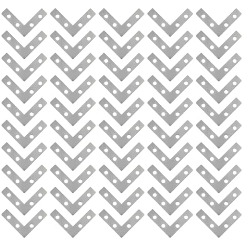50 PCS Corner Brace Flat L Bracket 4-Hole L Bracket Corner Brace for Paintings Picture Frames Artwork Home Decor Clock 1.5 "x 1.5" (Silver)