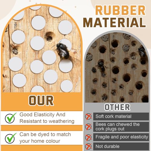 Tandefio 100 Pcs 6 Sizes Carpenter Bee Plug Rubber Cork Stopper Carpenter Bee Corks for Easy Repair of Damaged Porch Hole - size: Six Sizes