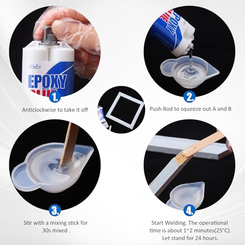 Epoxy Glue - 5 Minute Fast Repair Multi-Purpose Glue for Repairing Tile, Metal, Ceramics, Plastic, Wood - 2 Part Clear Epoxy Resin Adhesive with Accessories, Wear-Resistant, Waterproof - 3.5oz