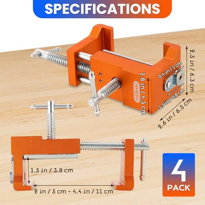 Cabinet Clamps 4 Pack, Protective Pads Included (4, Orange) - color: Orange