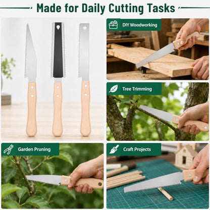 3pcs High-Efficiency Flush Cut for Wood Cutting Small Portable Pull Cutter with Fine Teeth for DIY Woodworking and Tree Trimming