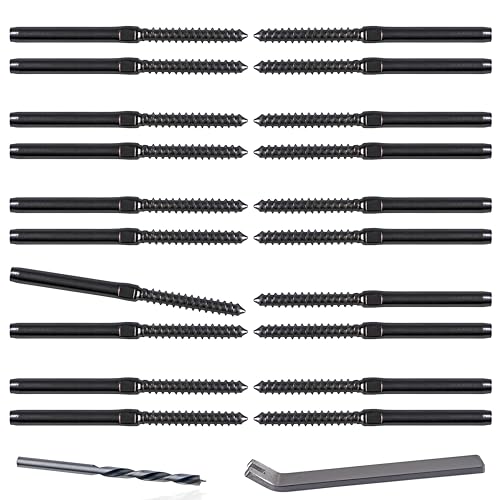 Left&Right Handed Thread Lag Screws for 1/8" Decking Cable Railing Kit/Hardware, Non-Turnbuckle System (10, Black, 1/8") - color: Black