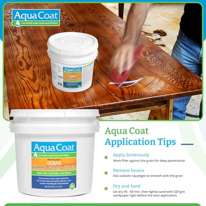 Aqua Coat Water-Based Clear Wood Grain Filler Gel, Fast-Drying, Low Odor, Low VOC, Sandable, Stainable & Paintable, Easy Water Cleanup, Glossy Finish, 128 oz - size: Gallon