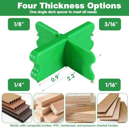 8 Pcs Deck Spacer Tool, 4 Thicknesses Deck Spacers - 1/16",1/8",3/16",1/4" - color: A-8PCS-Green