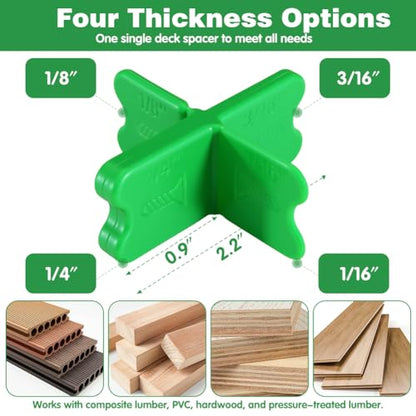 8 Pcs Deck Spacer Tool, 4 Thicknesses Deck Spacers - 1/16",1/8",3/16",1/4" - color: A-8PCS-Green