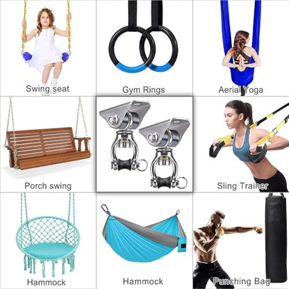 SELEWARE Silent Swing Hanger Heavy Duty Bearing Swing Hooks 2 Pack - color: C: 360° Bearing Swing Hanger ( 2 Pack )