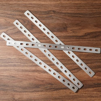 Zonon 10 Pcs 16 Inches Flat Straight Brace Brackets Adjustable 201 Stainless Steel Mending Plate 408mm/16 '' Length 16 Screw Hole Straight Bracket, 2.8 mm Thickness, Slot for 5/16" Screw (Silver) - color: Silver