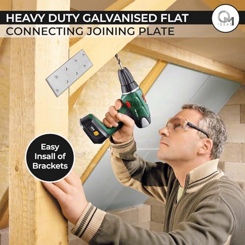 10 Pack Flat Joining Nail Plates (4.72" x 1.57" x 0.08") Connecting Perforated Metal Brace Bracket Timber Wood Fixing Galvanised Steel Repair Connector - size: 4.72" x 1.57"