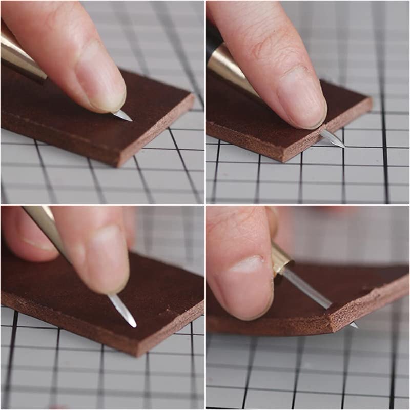 WUTA Shape Leather Craft Diamond Stitching Awl Ebony Blackwood Handle Sewing Awl Kits Handmade Sewing Tools DIY Stitcher Taper (Large 1pcs) - color: Large