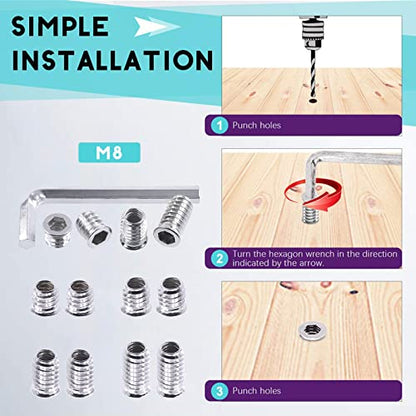 Swpeet 50Pcs 5/16" -18 x 12mm White Zinc Plated Carbon Steel Carbon Furniture Screw in Nut Threaded Wood Inserts Threaded Inserts Bolt Fastener Connector Hex Socket (5/16" -18 x 12mm) - size: 5/16" -18 x 12mm