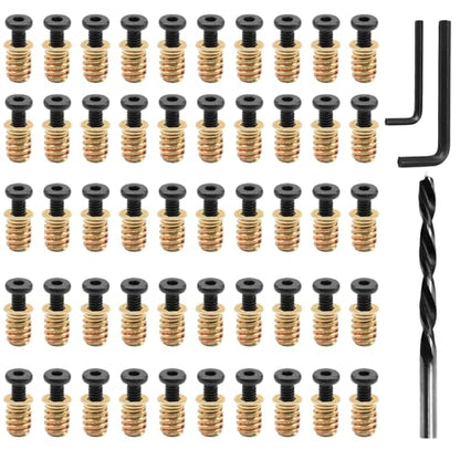 Litoexpe 50 Pcs 1/4"-20 Wood Threaded Inserts - size: 50 PCS