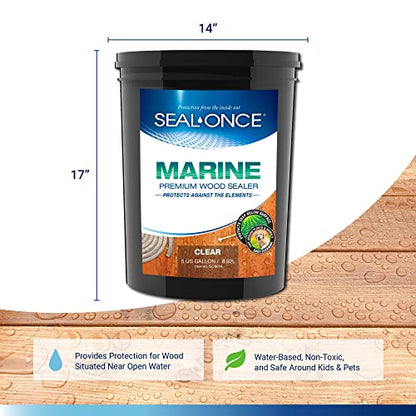 Seal-Once Marine Waterproof Wood Sealer and Stain, Clear, 5 Gallon - color: Clear, size: 5 Gallon
