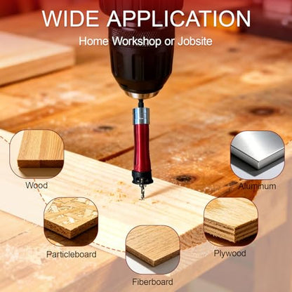 10 PCS Countersink Drill Bit Set – 82° Countersink Drill Bit and Adjustable Depth Stop Collar,4 Pcs 5/16", 2/5" Dual-Blade HSS Bits for Wood, Aluminum, Plastic, MDF, and Deck Installation