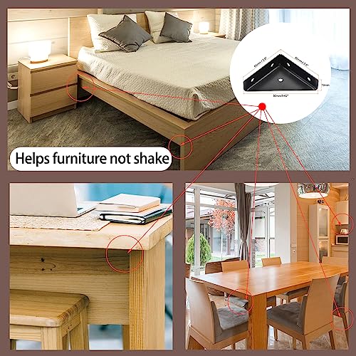 L&M Trapeziform Angle Brackets 4 PCS , Shelf Brackets Heavy Duty Triangular Bracket Fastener, Cold Rolled Steel Braces Joining Support for Desk Bed Edge，Furniture Fastening - size: General-Bracket