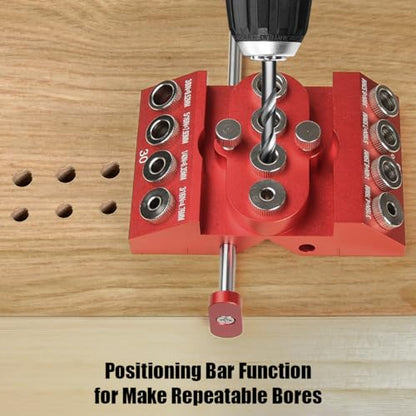 Toolcool 30 45 90 Degree Angle Drill Guide Jig for Straight Angled Holes with Detachable Drill Bushings And Positioning Bar