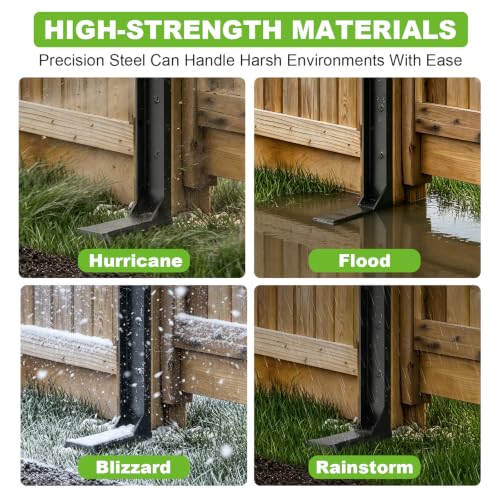 Fence Post Repair Kit, Heavy Duty Fence Post Ground Spike Anchor - 4Pack - color: Black-4Pack
