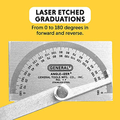 General Tools Square Head Protractor & Angle Finder for Carpentry & Framing