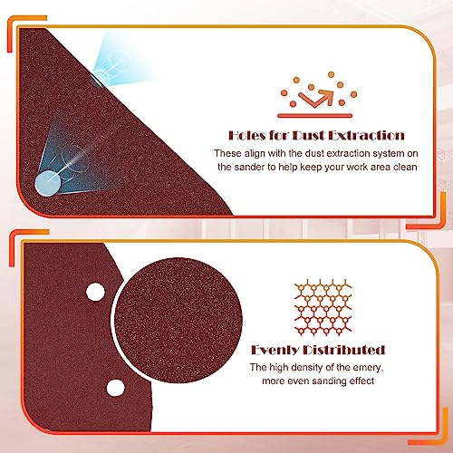 800 Grit Mouse Sander Sandpaper, Jamiikury 5 Hole Detail Sander Sandpaper Palm Sander Paper Mouse Sanding Pads Hook and Loop Sanding Sheets - Pack of 20