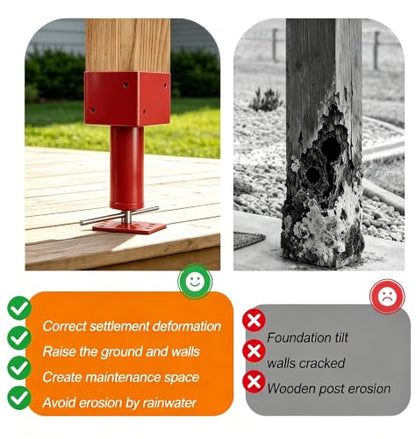 6x6 Screw Jack Post 14.5" - 18.5" Adjustable House Floor Jacks 30k lbs Cap. - color: Red, size: 6" x 6" ( 1 PC )