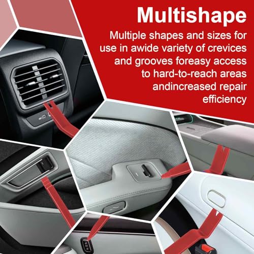 7PCS Auto Trim Removal Tool kit, Car Clip Pry Tools Kit No Scratch Plastic - color: Red * 7PCS