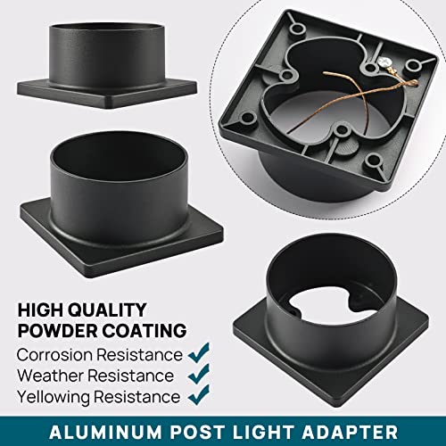 Pier Mount Base, Rustproof Thick Aluminum, for 3" Post Light, Black - color: Black, size: 1 pack