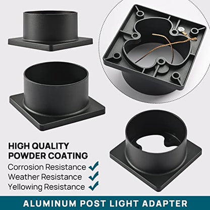 Pier Mount Base, Rustproof Thick Aluminum, for 3" Post Light, Black - color: Black, size: 1 pack