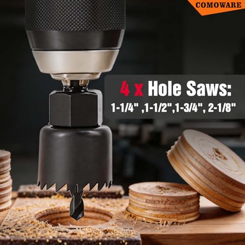 COMOWARE 246 Pcs Drill Bit Set with Case for Wood, Metal, Masonry, Cement and Screwdriver Bits - color: 246 Pcs-Red