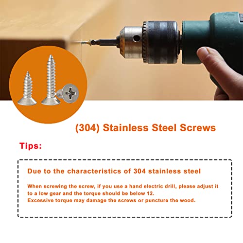 Stainless Steel Wood Screws 3/4" 280PC Phillips Flat Head Rust Resistant Screws for Cabinets Furniture Deck Indoor Projects - size: SS6KA-N19 (280pcs)