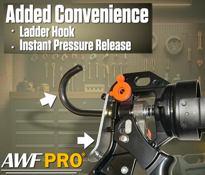 AWF PRO 10 oz Dual Thrust Caulk Gun, 25:1 or 12:1 Thrust Ratio - size: 10 oz, style: Pack of 1