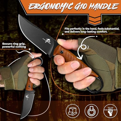 Purple Dragon Fixed Blade Knife with Kydex Sheath -Survival Knife Brown - color: Brown