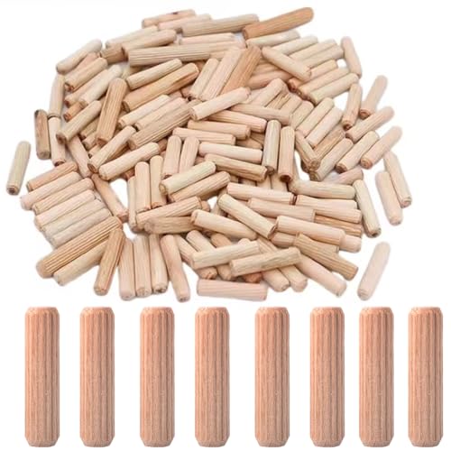 Fluted Wood Dowel Pins, 100Pcs Fluted Wood Dowels Rods 5/16inch , Hardwood Crafts Dowel Pegs,for Crafts, Furniture, DIY Manual (5/16 Inch - 100 Pcs) - size: 5/16 Inch - 100 Pcs