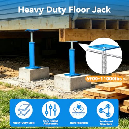 7" - 11" House Jacks for Leveling, 4 Pack Screw Jacks Post - color: Blue, size: 7"-11"