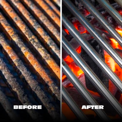 BBQ-AID All Angles BBQ Grill Brush for Outdoor Grill – Cleans All Angles, Large Wooden Handle, and Stainless Steel Bristles - BBQ Brush for Grill Cleaning – Grill Cleaner Brush Safe for BBQ and Grill