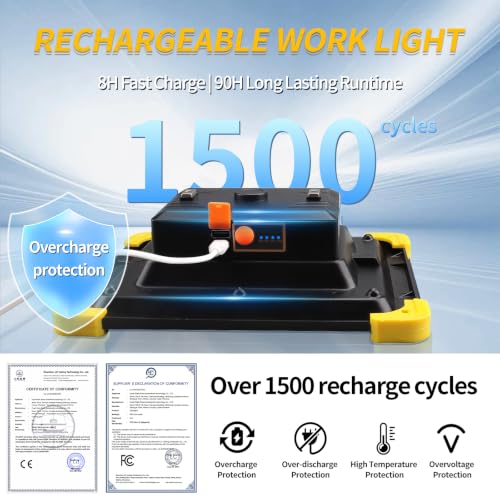 12000mAh Rechargeable LED Work Light with Stand,Magnetic Base & Remote - size: work light+Tripod