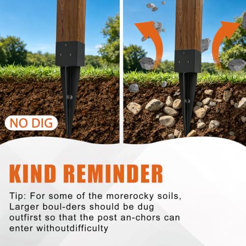 2 Pcs 4x4 Fence Post Anchor Ground Spike 16"(Actual: 3.6"x3.6")