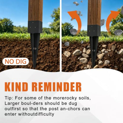 2 Pcs 4x4 Fence Post Anchor Ground Spike 16"(Actual: 3.6"x3.6")