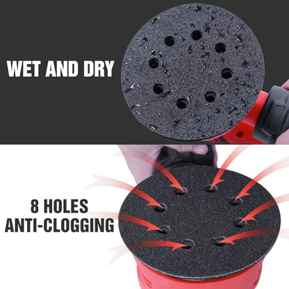 100 Pcs 5 inch Wet Dry Sanding Discs 600 Grit 8 Hole Hook and Loop - style: 100 Pcs-600 Grit