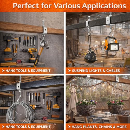 Moxweyeni 6 Pack C Clamp with J Hook, 1 Inch Heavy Duty Beam Clamp Hanger