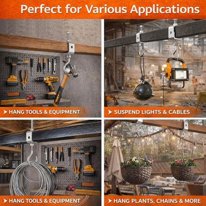 Moxweyeni 6 Pack C Clamp with J Hook, 1 Inch Heavy Duty Beam Clamp Hanger