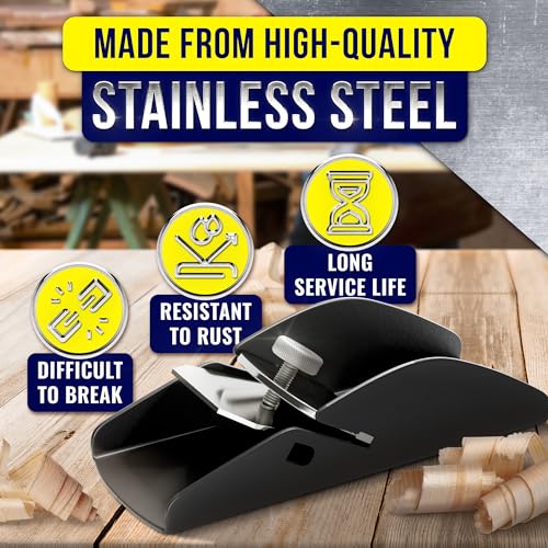 Wood planer Hand Tool 3.4x1.18", Stainless Steel, Adjustable Blade