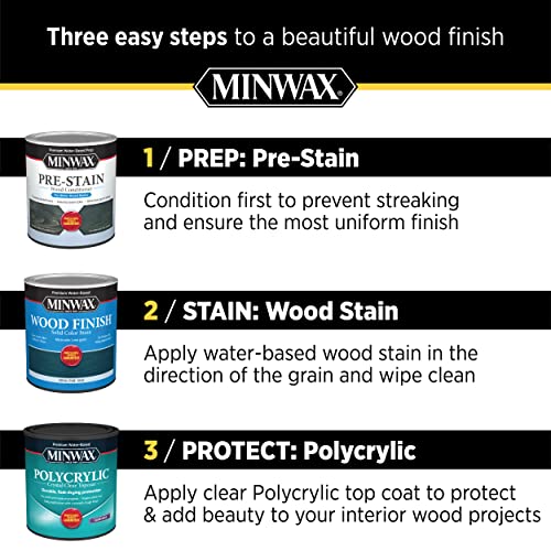 Minwax 233334444 Polycrylic Protective Wood Finish, Clear Satin, ½ Pint